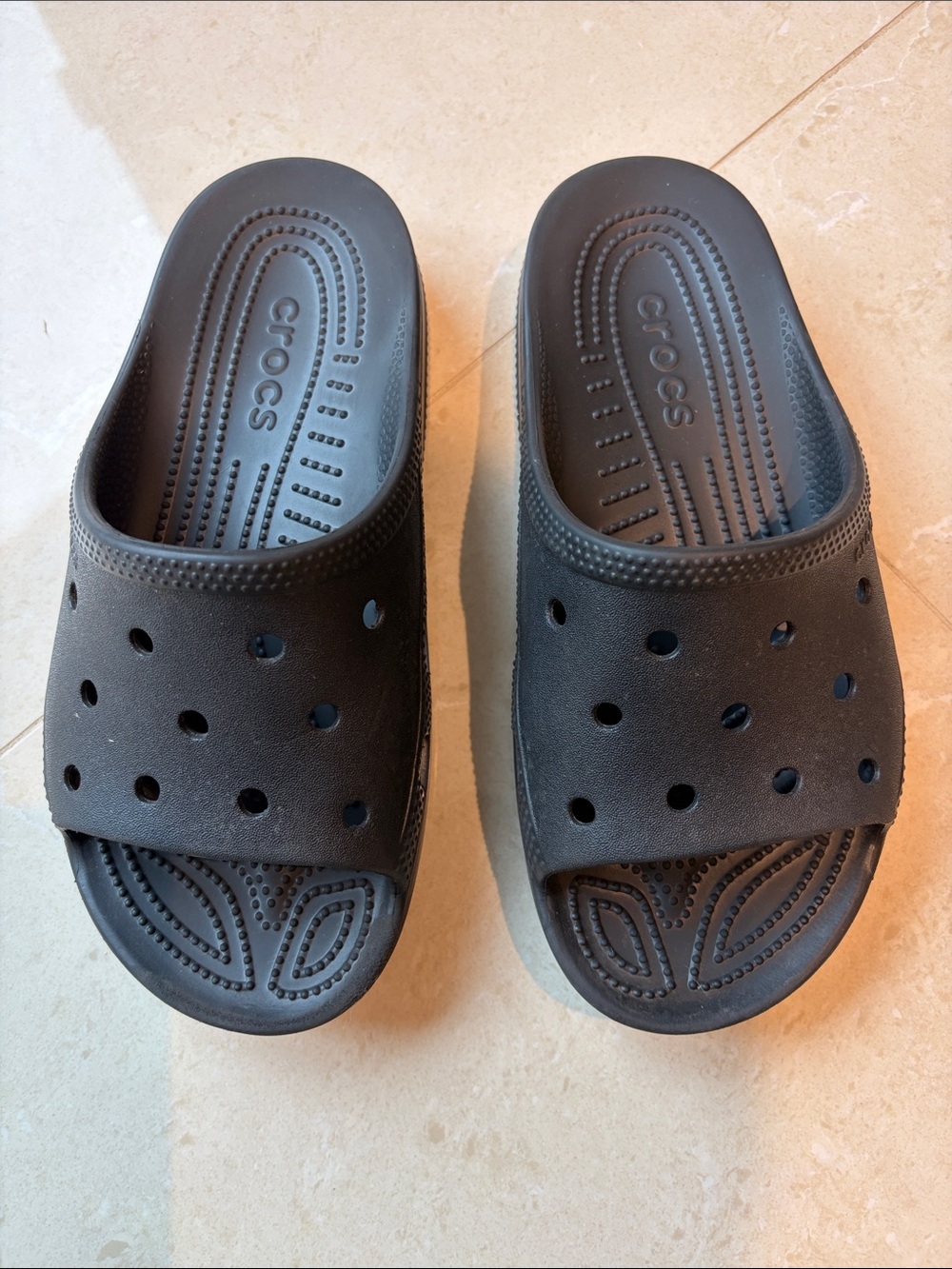 CROCS Black Slide Sandals with Vent Holes